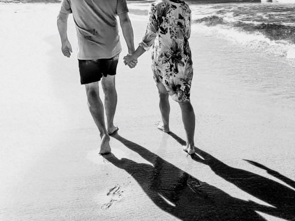 Bruce Murray and Sandra Bourke heading north, Hawks Nest beach