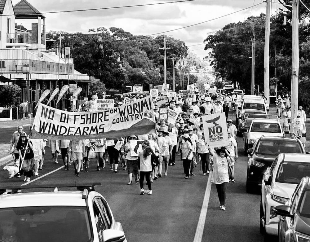 Save the Myall Coast rally marching through Hawks Nest, November 2023